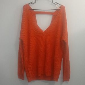 NWT Forever 21+ burnt orange open back sweater